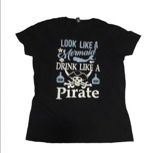 Mermaid & Pirate Black Shirt Womens Size M